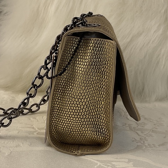 NWT Circus Sam Edelman Gold Snakeskin Look Purse/Black Crossbody Chain/Clutch - Picture 5 of 13